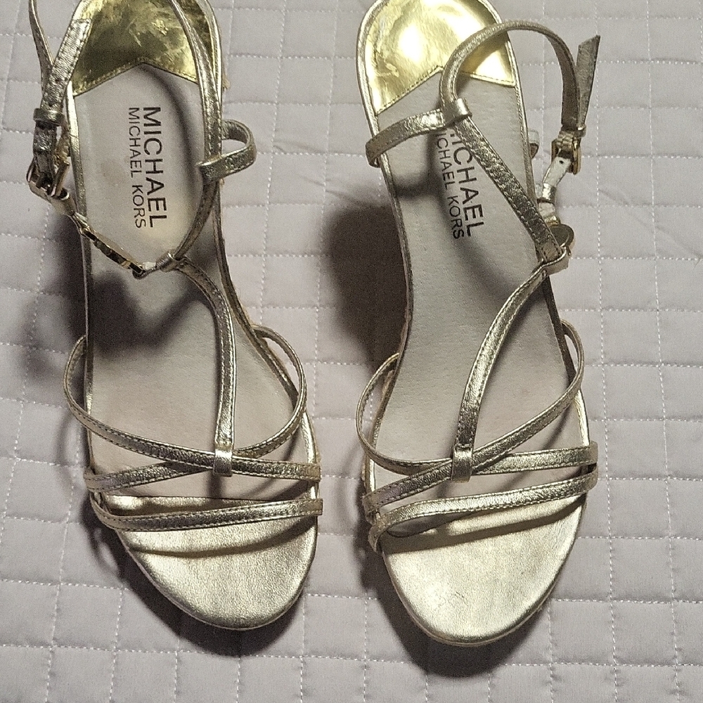 Michael Kors Gold and Tan Wedges - Picture 2 of 6